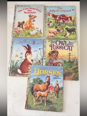 Lot of 5 Vintage Little Golden Books - Animal Theme